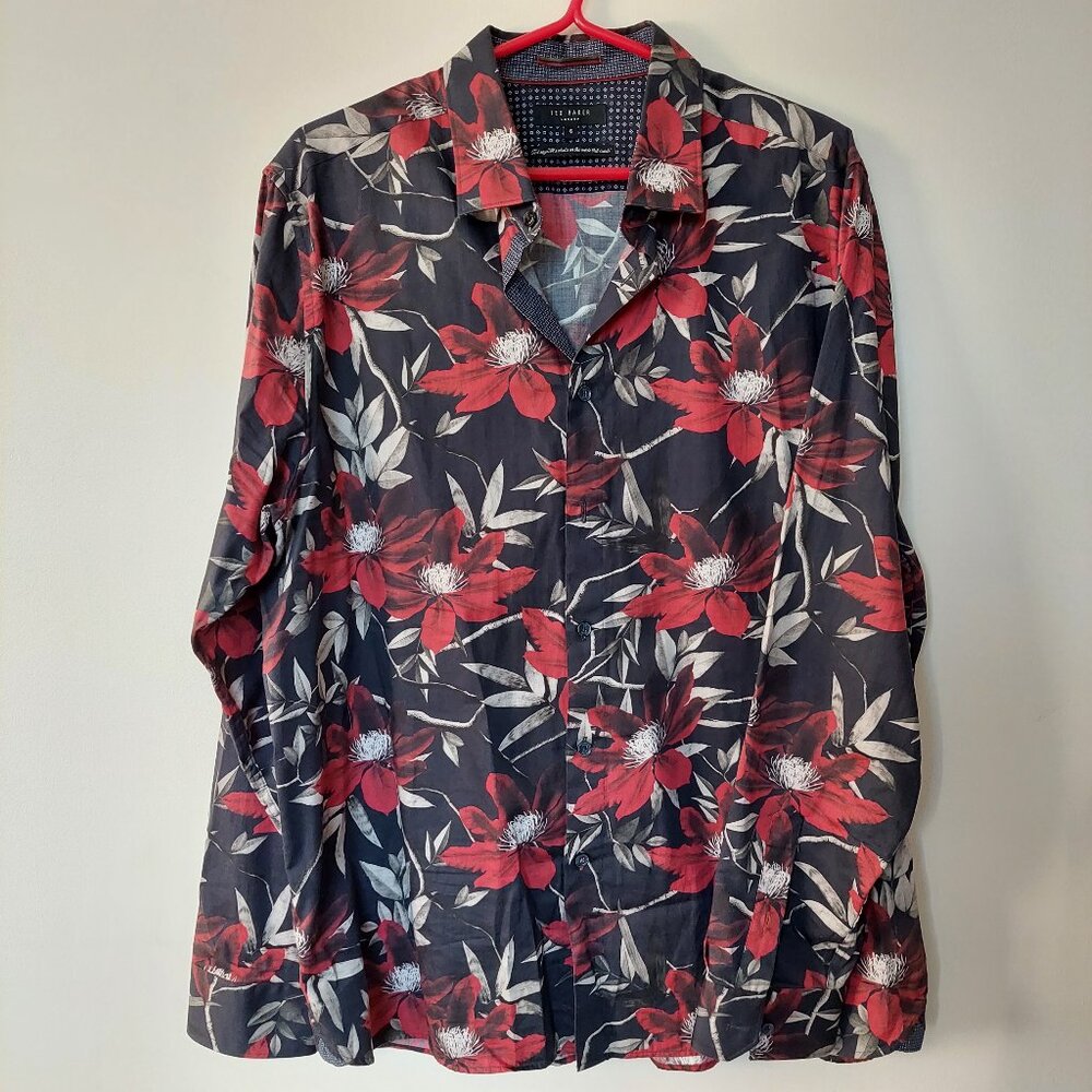 Ted Baker London Men's Size 6 ( 2 XLarge) Giant Floral Dress Shirt